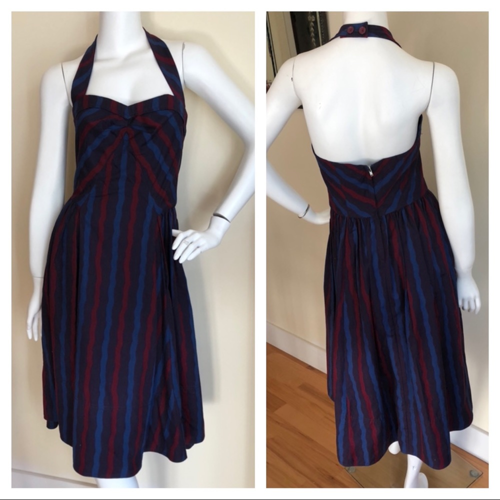 NEW Marc Jacobs Y2K striped midi halter dress - Picture 3 of 9